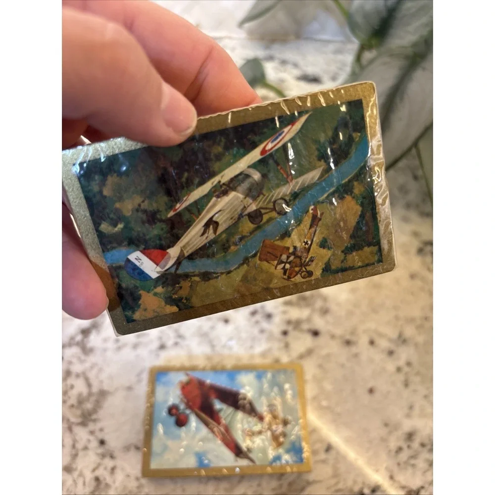 Vintage Nu-Vue Playing Cards Complete Set WWI Aviation Aircraft Set Wood Box Dog